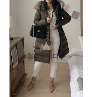 몽클레어 보에딕 카키 롱패딩 (100% 리얼 폭스퍼)