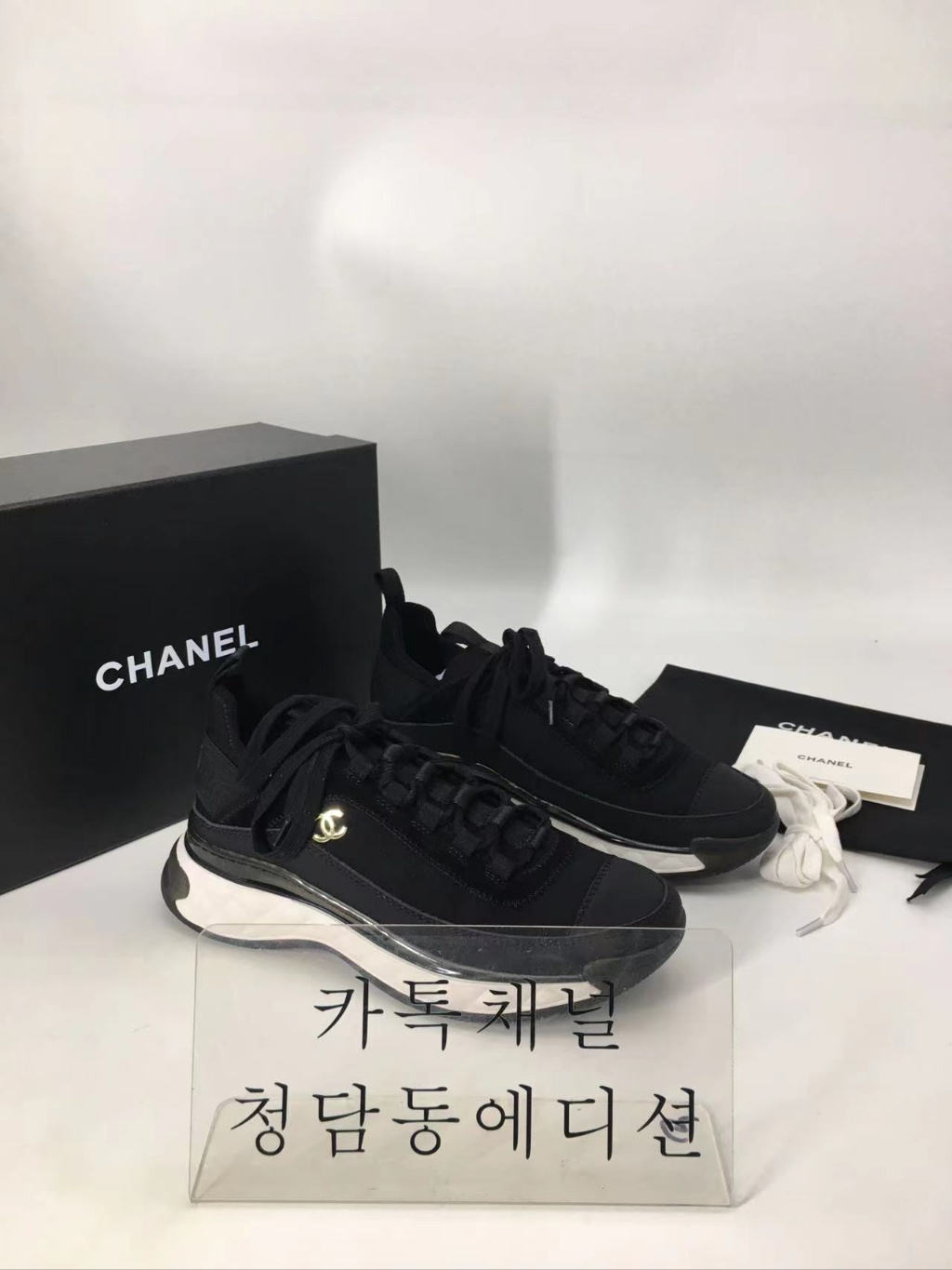 샤넬 믹스드파이버 스니커즈 블랙 금장 정품급