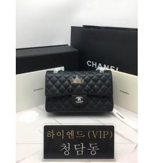 샤넬 작은캐비어 클래식 백 미디움 (버클 은장) (내부컬러 블랙)