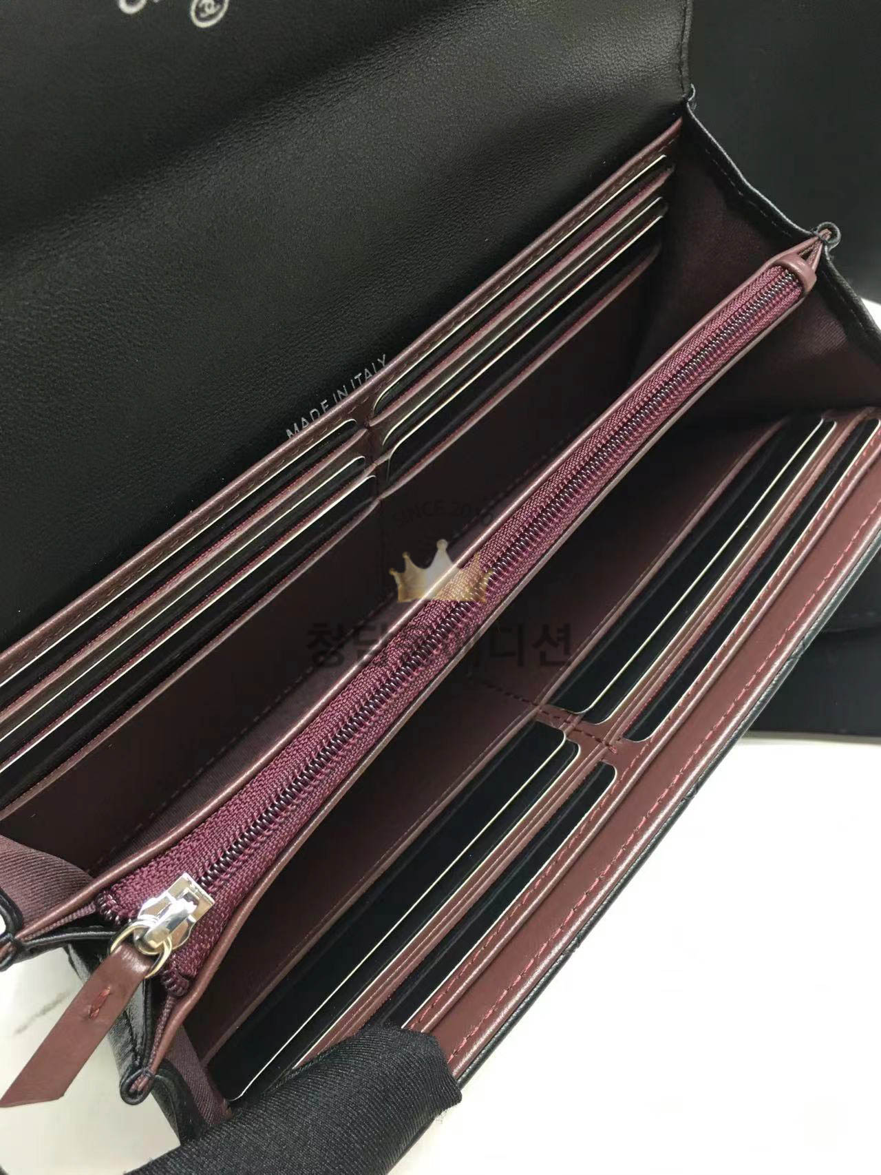 샤넬 클래식 램스킨 플랩 장지갑 은장