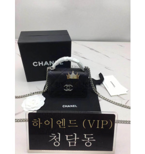 샤넬 22SS 탑핸들 코코 레터링 체인백 캐비어 은장