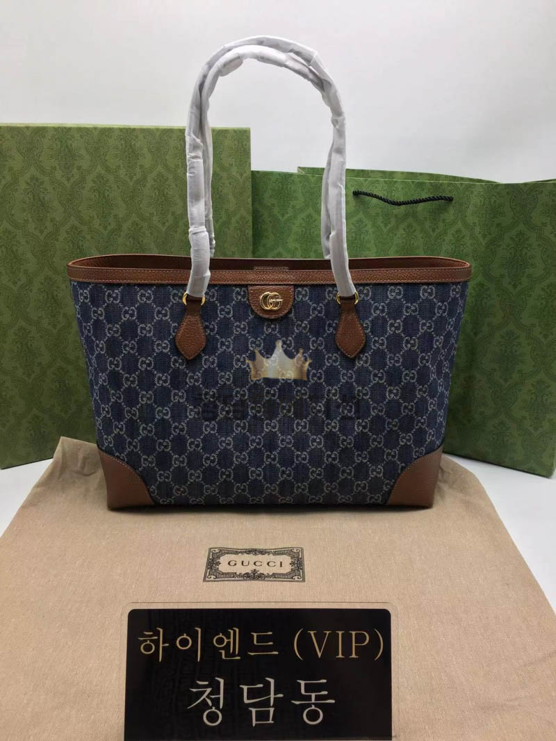 구찌 GG 데님 토트백