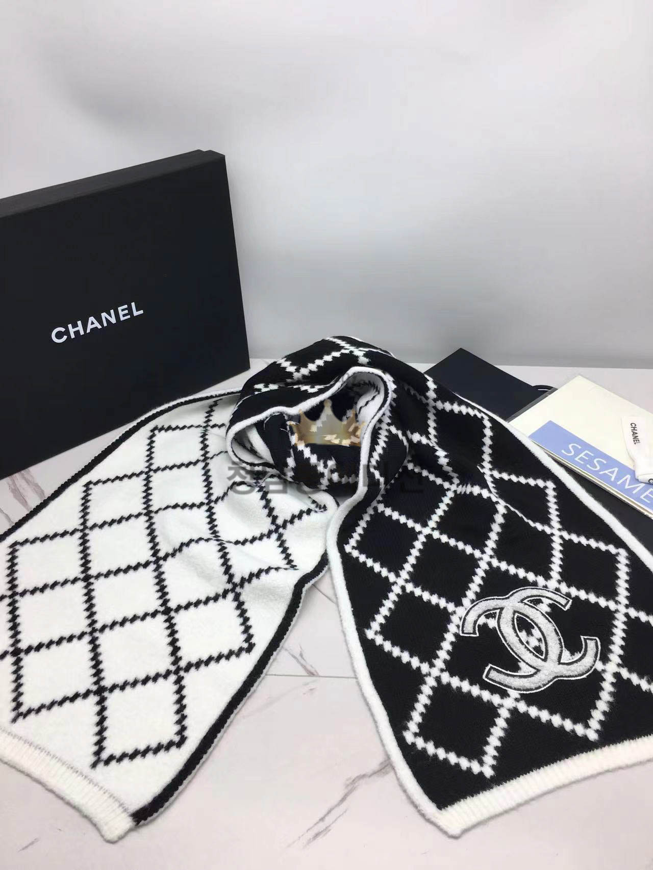 샤넬 CC 캐시미어 머플러 (컬러 블랙)