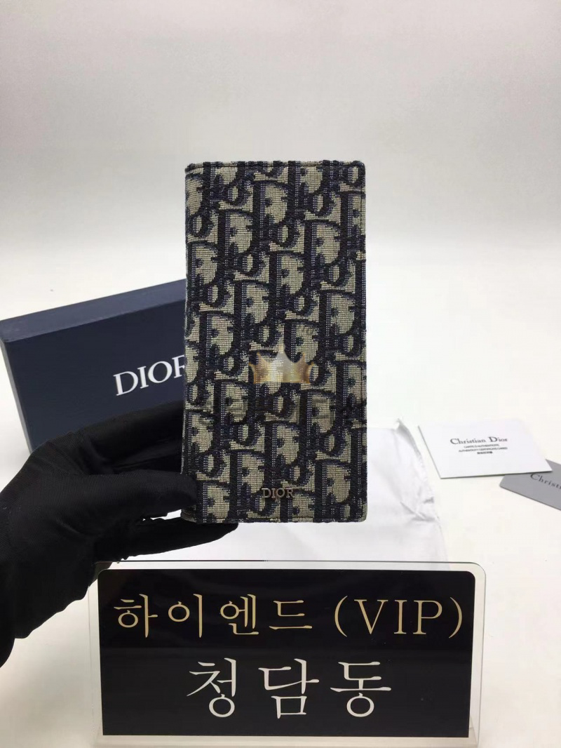 디올 CD 오블리크 로고 패턴 장지갑