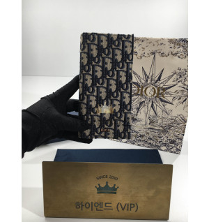 디올 CD 오블리크 로고 패턴 장지갑