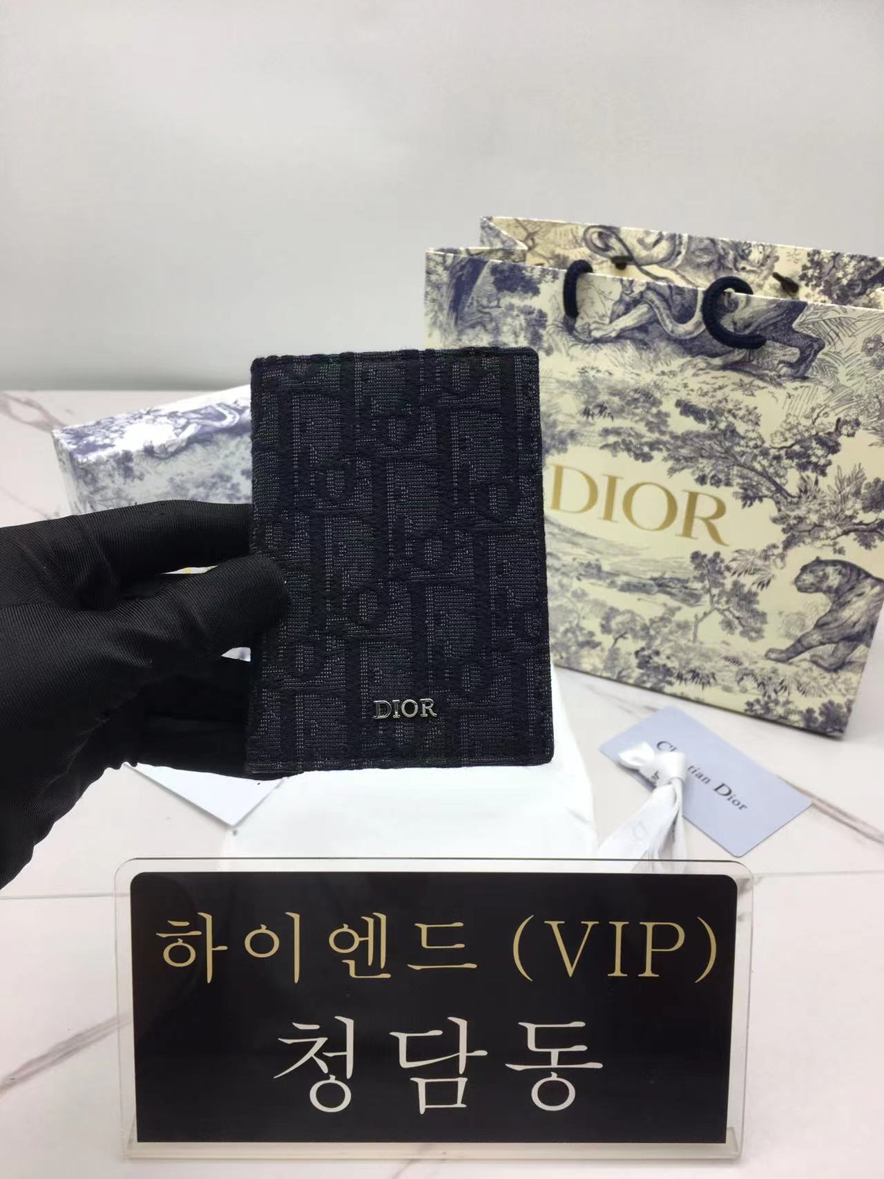 디올 CD 오블리크 자카드 패턴 카드홀더