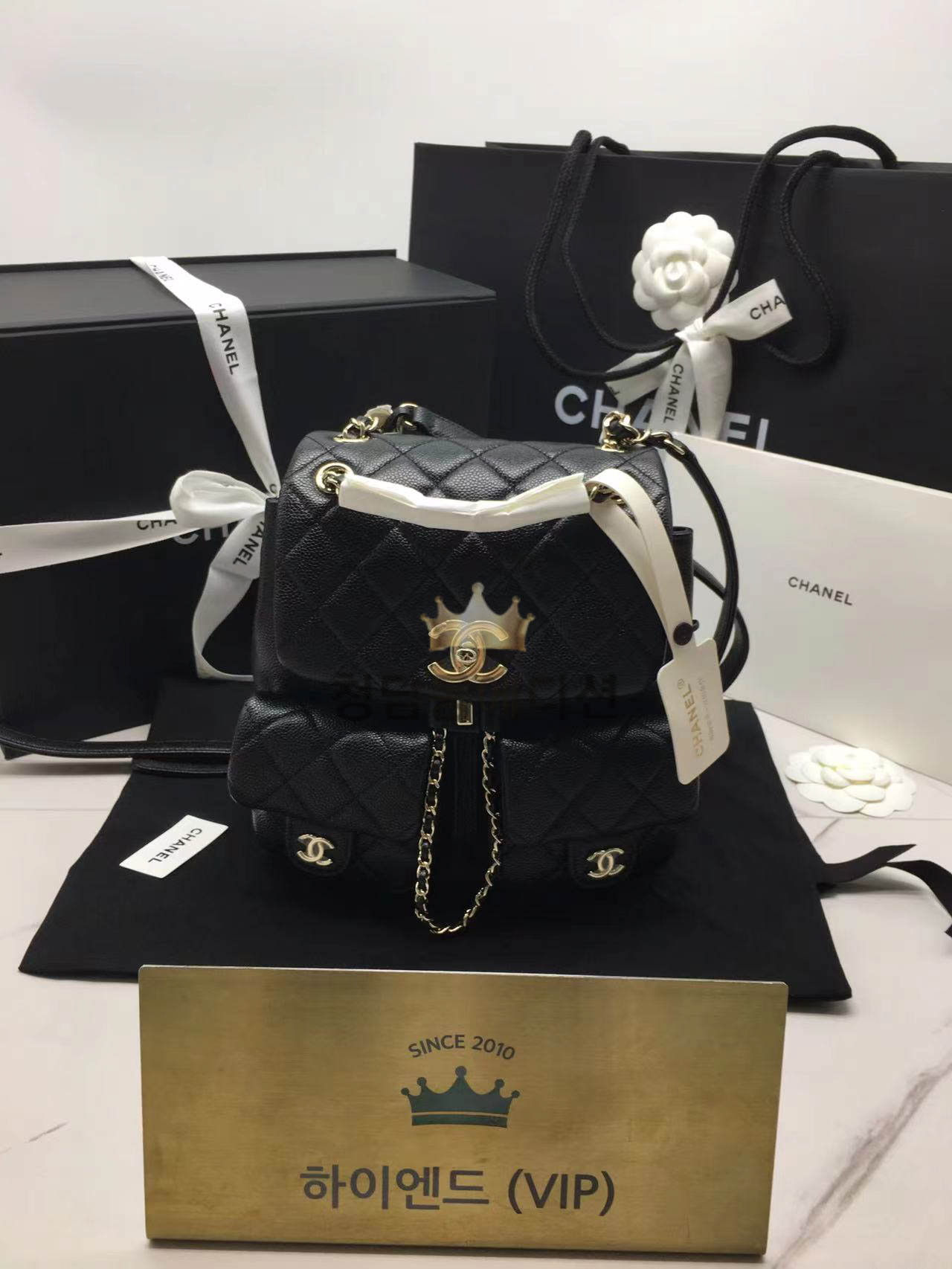 샤넬 22P 듀마 투포켓 백팩 미디움 카프스킨 캐비어 (하이엔드급)