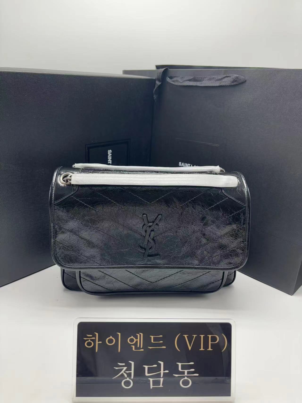 생로랑 니키백 라지 퀼티드 모노그램 체인백
