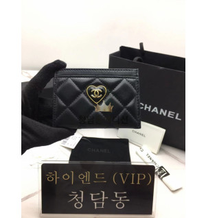 샤넬 23S 하트 CC 로고 램스킨 카드홀더