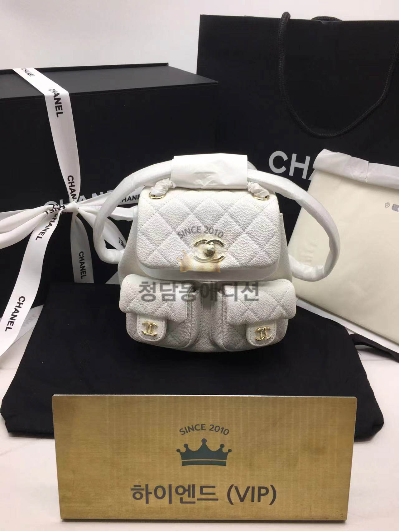 샤넬 22P 듀마 백팩 투포켓 스몰 카프스킨 캐비어