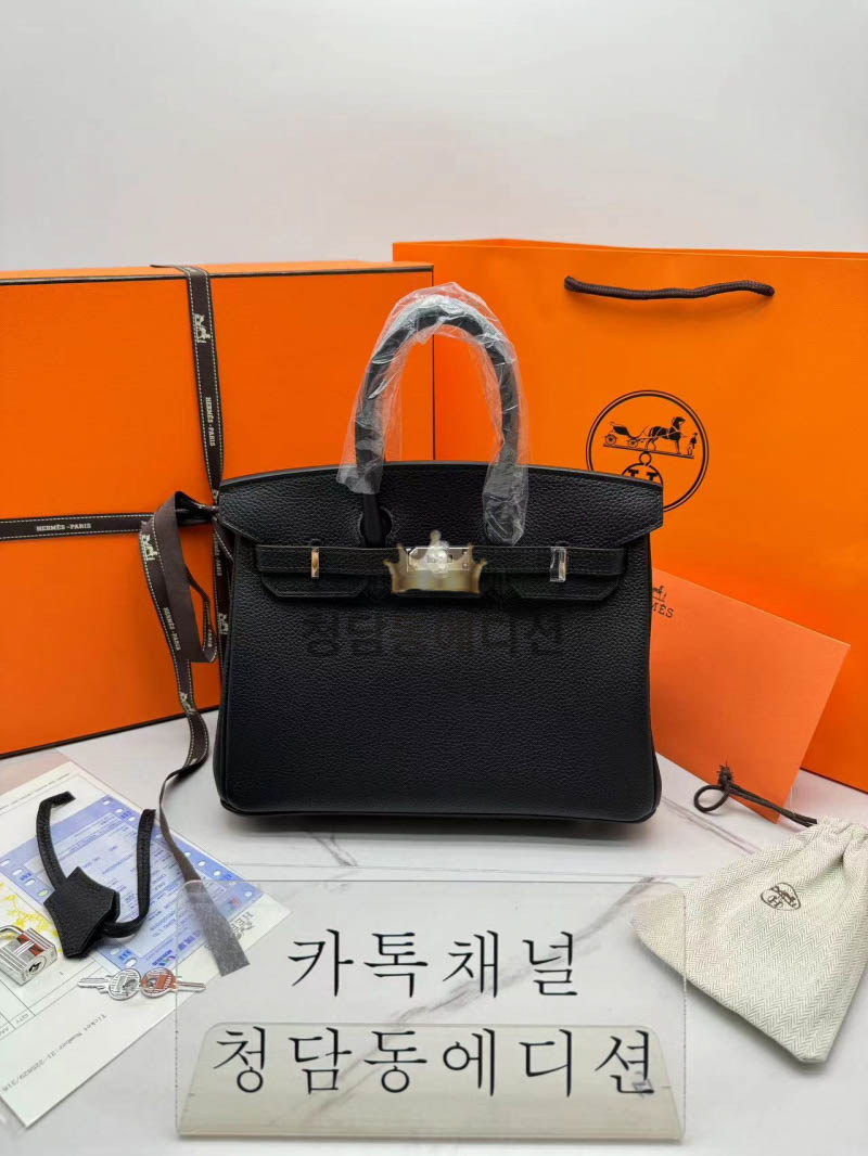 에르메스 버킨 반수공 (컬러 누아 은장)