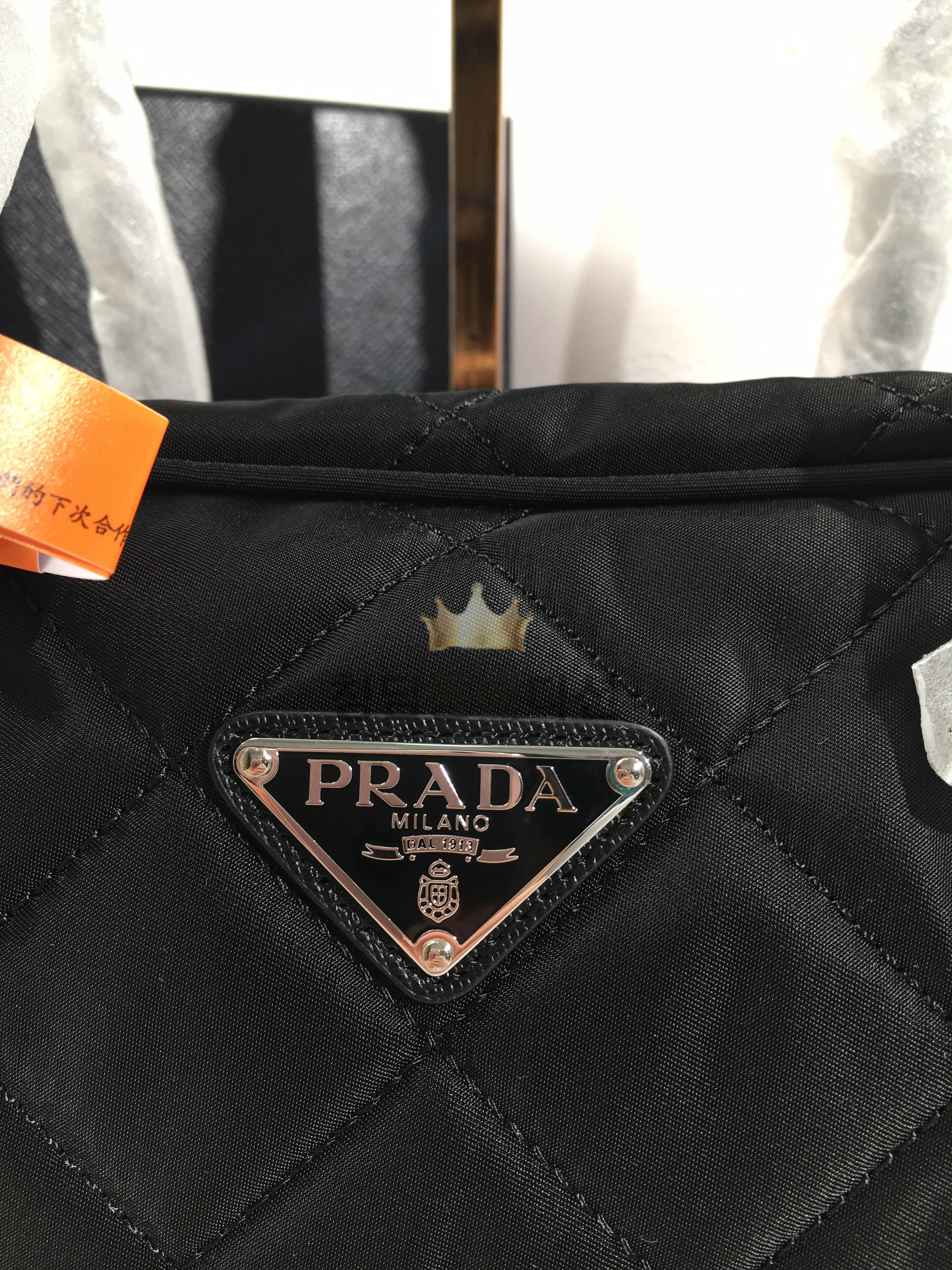 프라다 포코노 퀼팅 체인 숄더백 블랙 1BB903