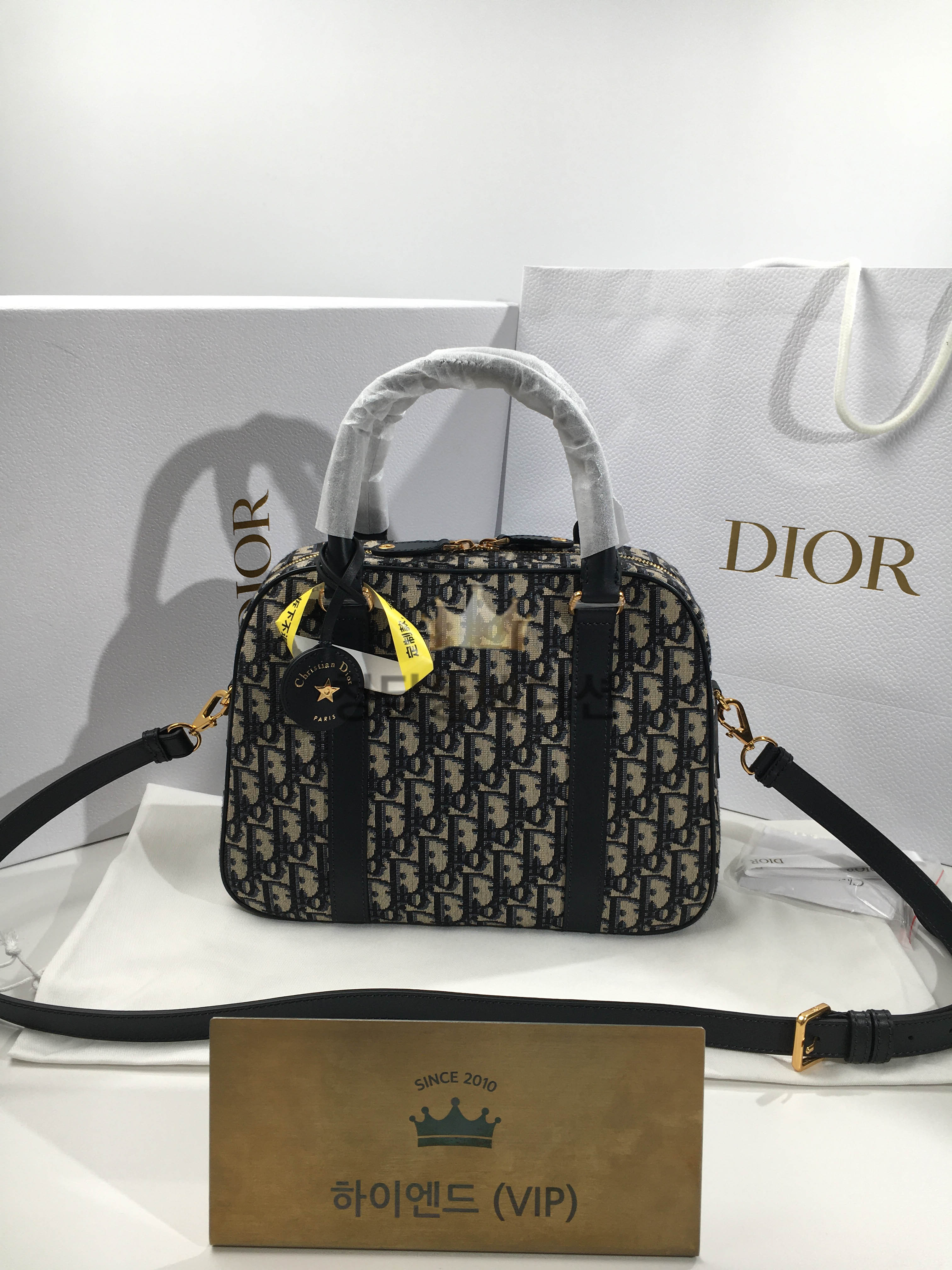 디올 24SS 오블리크 볼링백 라지 토트백 블루 M1341UTZ