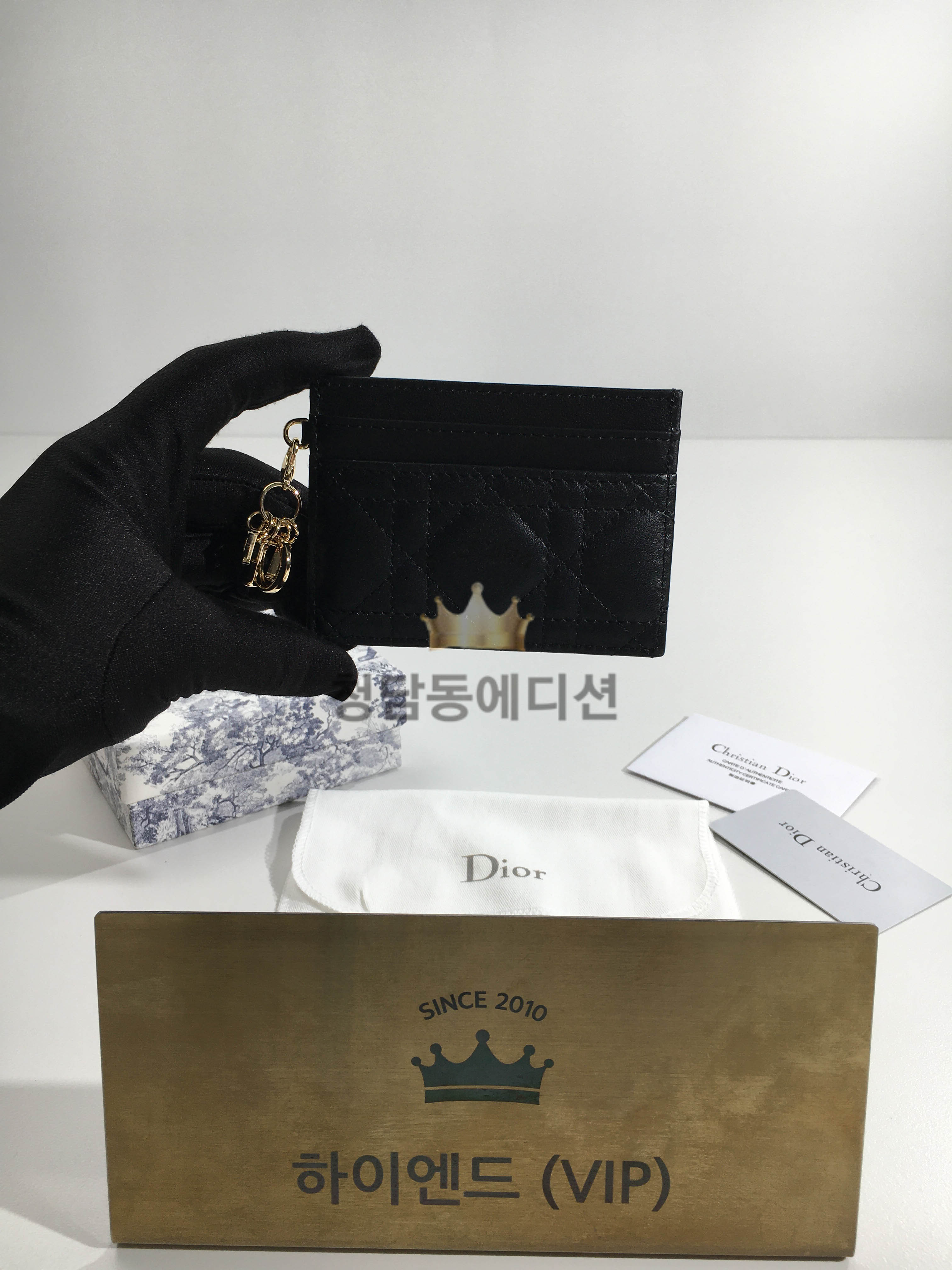 디올 레이디 디올 5-슬롯 카드홀더 (컬러 블랙)