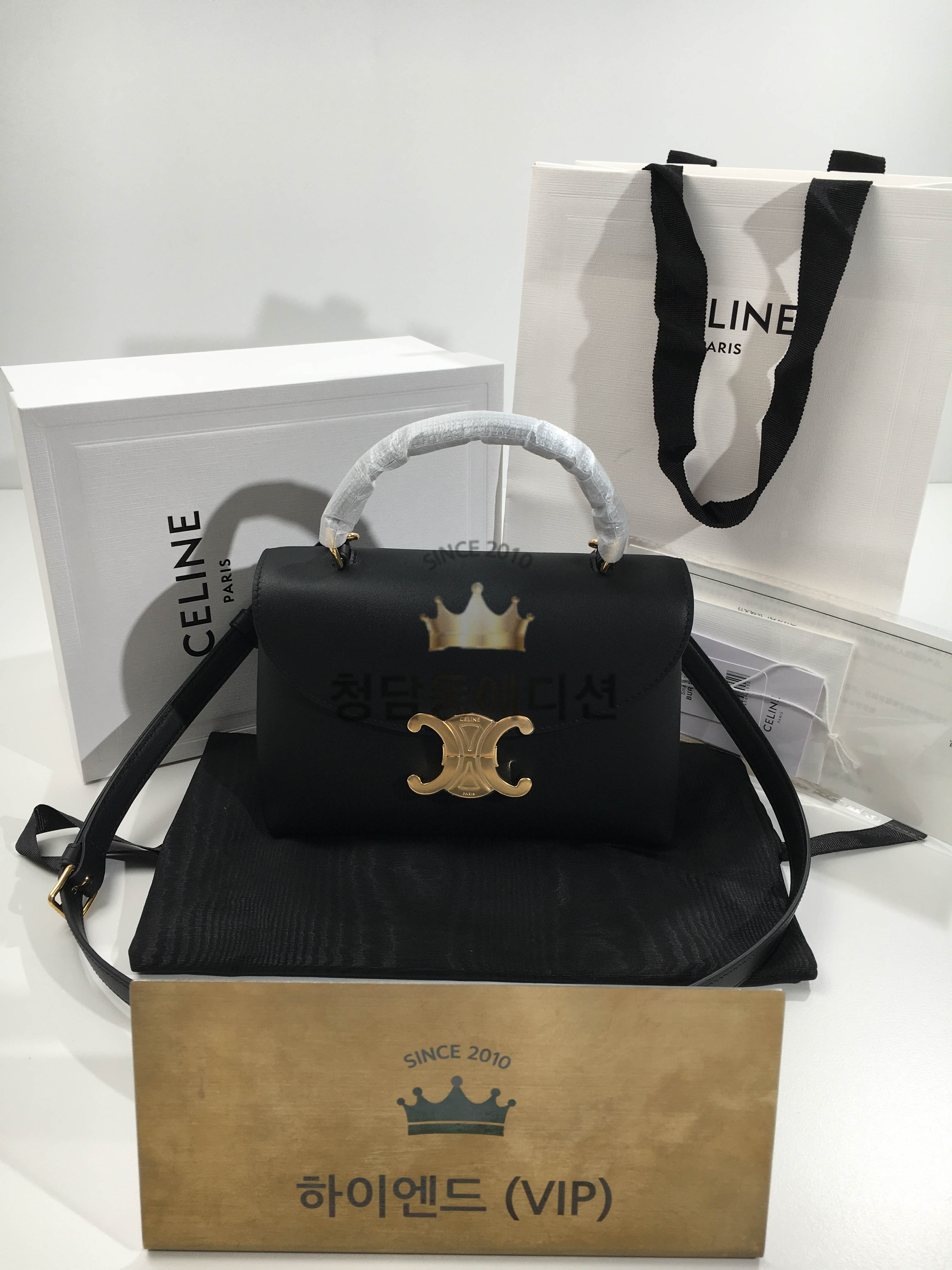 셀린느 틴 니노 백 서플 카프스킨 블랙