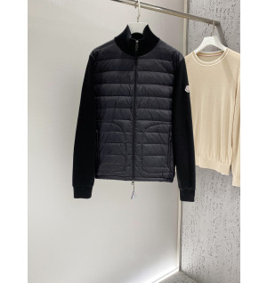 몽클레어 로고 패치 트리콧 하이넥 패딩 집업 (김현우 니트패딩) (남녀공용)