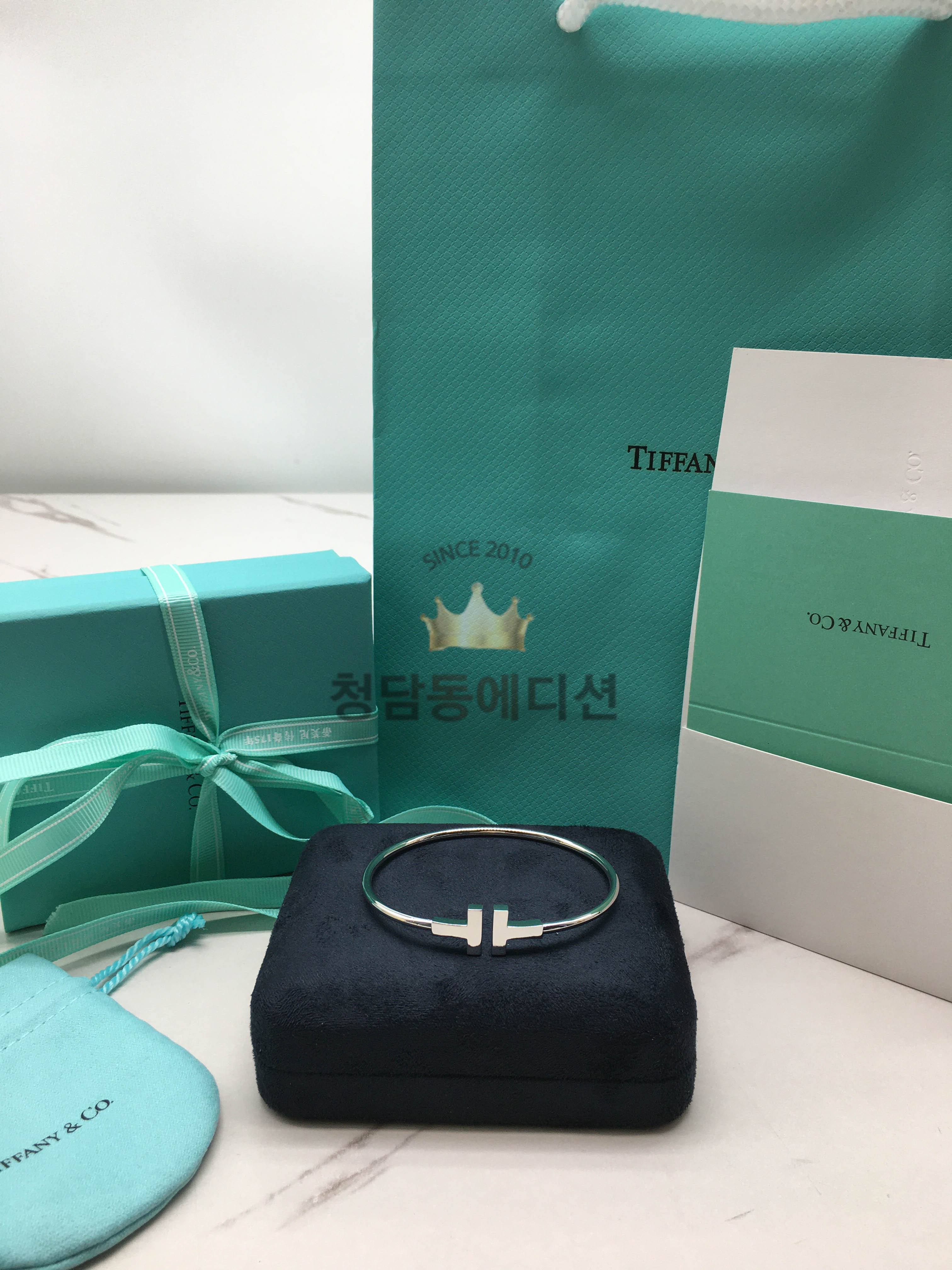 티파니 T와이어 팔찌 (컬러 화이트골드)
