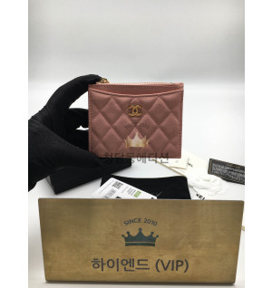 샤넬 클래식 캐비어 지퍼 카드홀더 (컬러 연핑크)