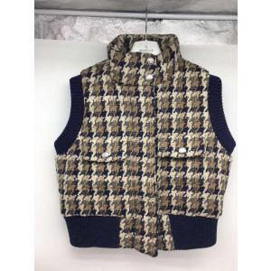 샤넬 24FW 코코네쥬 울 트위드 슬리브리스 베스트 패딩 조끼 P77367 (네이비) M사이즈
