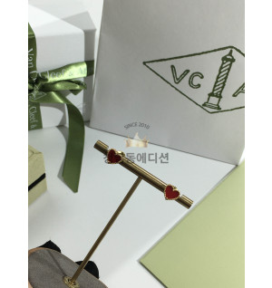 반클리프 카넬리언 하트 귀걸이 옐로우골드