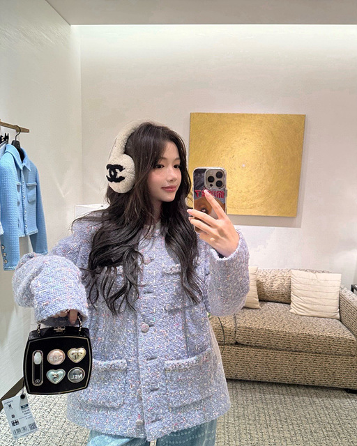 샤넬 퍼플 멀티 트위드 자켓