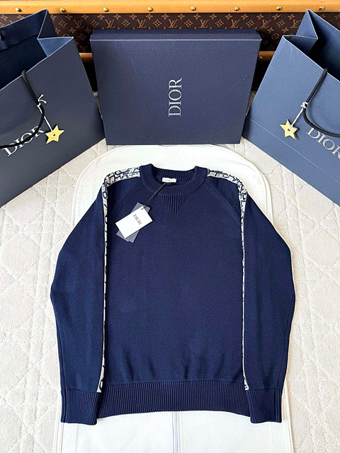 디올 오블리크 크루넥 니트 (남녀공용) (컬러 네이비, 베이지)