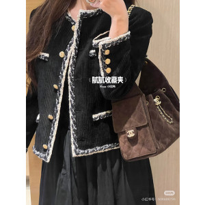 Ok(1761198243) 샤넬 블랙 벨벳 트리밍 트위드 자켓 사이즈:38