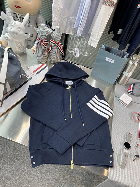 Ok(1641714709) [TJ공장] 톰브라운 4선 후드집업 정품급 비교샷 OK (남녀공용) 색상:네이비 / 사이즈:2