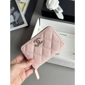 샤넬 25B CC 별 로고 캐비어 지퍼 카드지갑 (컬러 핑크)