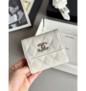 샤넬 25B CC 별 로고 캐비어 플랩 지갑 (컬러 화이트)