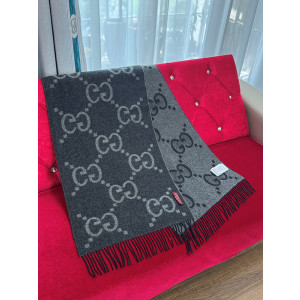 구찌 캐시미어 자카드 머플러 (컬러 블랙)