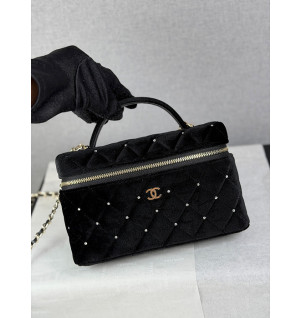 샤넬 25K 벨벳 탑핸들 베니티 체인백