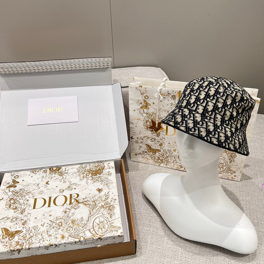 디올 오블리크 자카드 리버시블 버킷햇