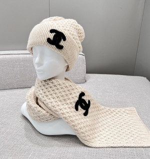 샤넬 코코 로고 니트 비니 & 머플러