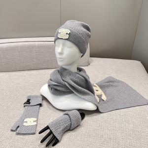 샤넬 캐시미어 CC 로고 비니 & 머플러