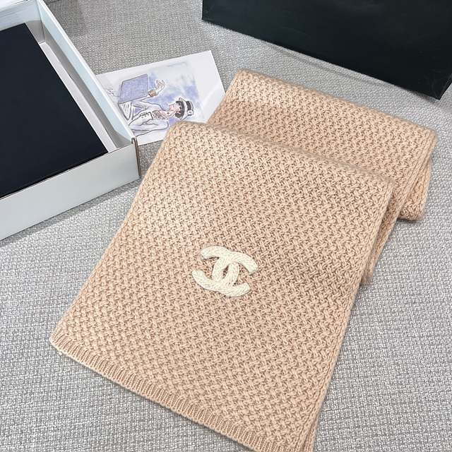 샤넬 CC 로고 와플 캐시미어 비니 & 머플러