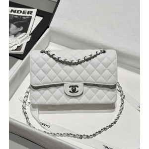 샤넬 클래식백 캐비어스킨 라이트골드 미디움 25.5cm (아웃스티칭) (은장)