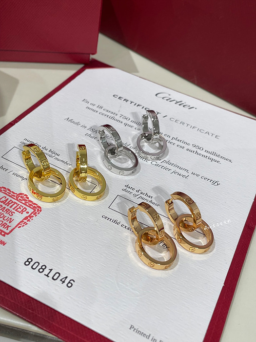 까르띠에 러브 더블 링 귀걸이 (3COLOR)