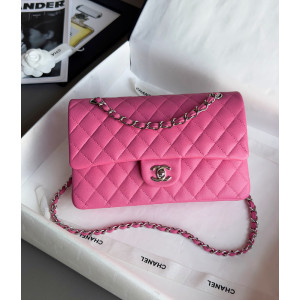 샤넬 클래식백 작은 캐비어스킨 미디움 은장 25.5cm