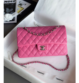 샤넬 클래식백 작은 캐비어스킨 미디움 은장 25.5cm